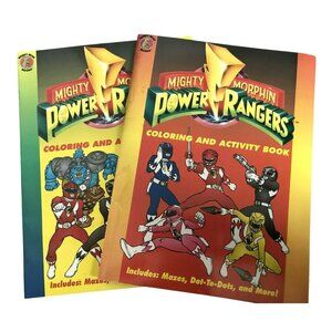 MIGHTY Morphin POWER RANGERS Coloring And Activity Books - Vintage 2 Book Set (1